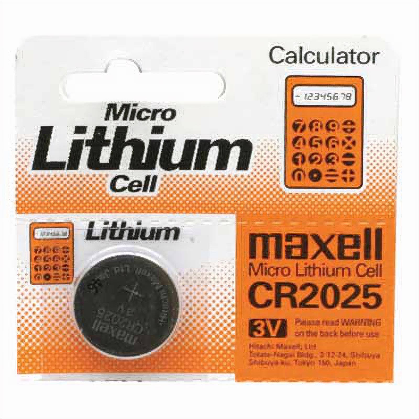 Maxell Battery, Micro, Lithium CR2025, 3V