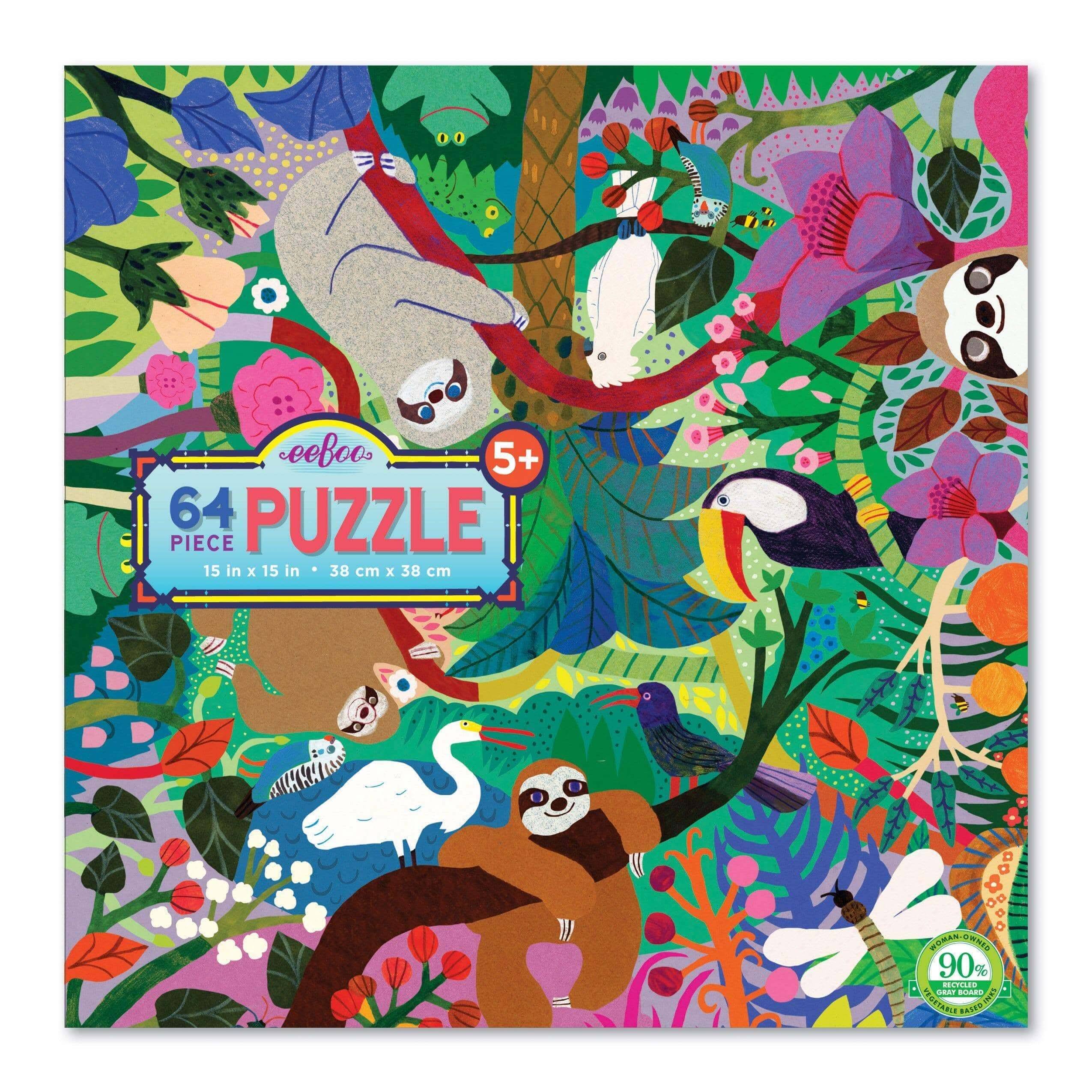 eeBoo 64 Piece Puzzle - Sloths at Play