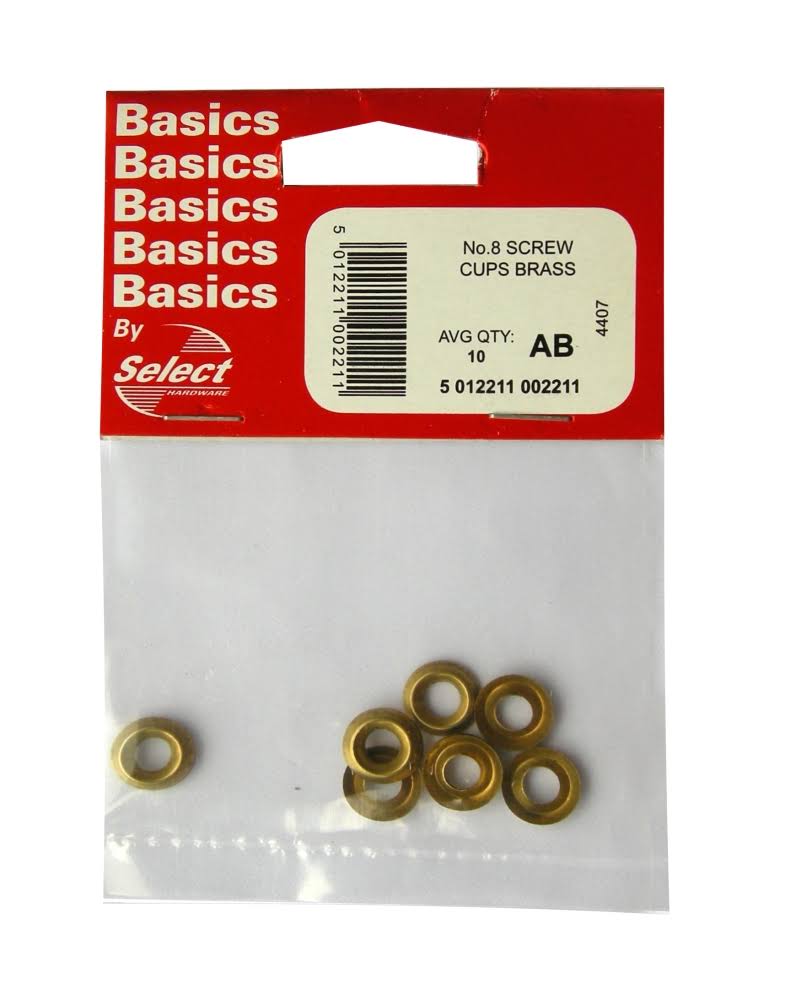 Select Hardware Screw Cups Brass No.8 (10 Pack)
