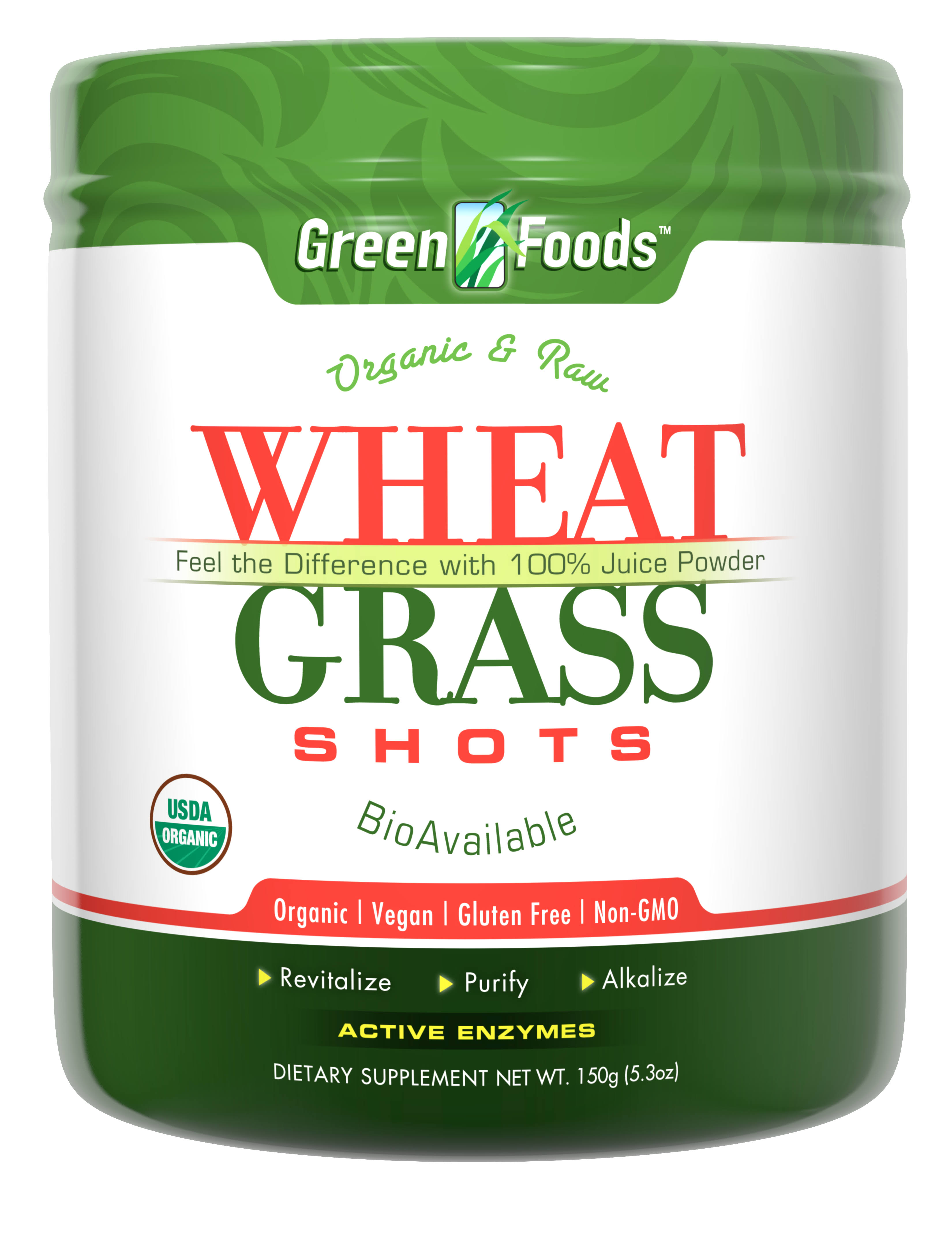 Green foods Organic And Raw Wheat Grass Shots - 53oz