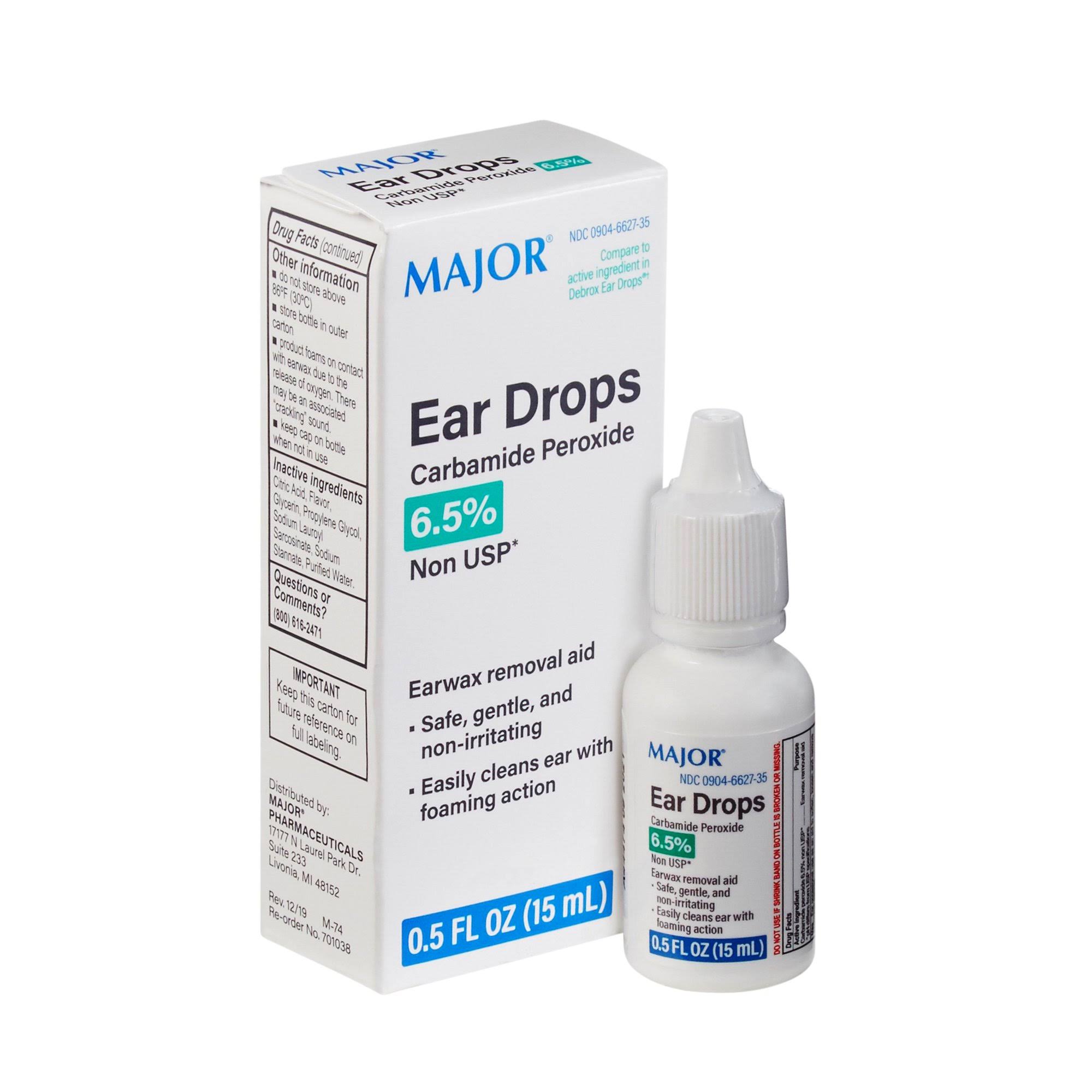 Major Ear Drops Earwax Removal Aid 0.5oz 15ml Carbamide Peroxide 6.5%