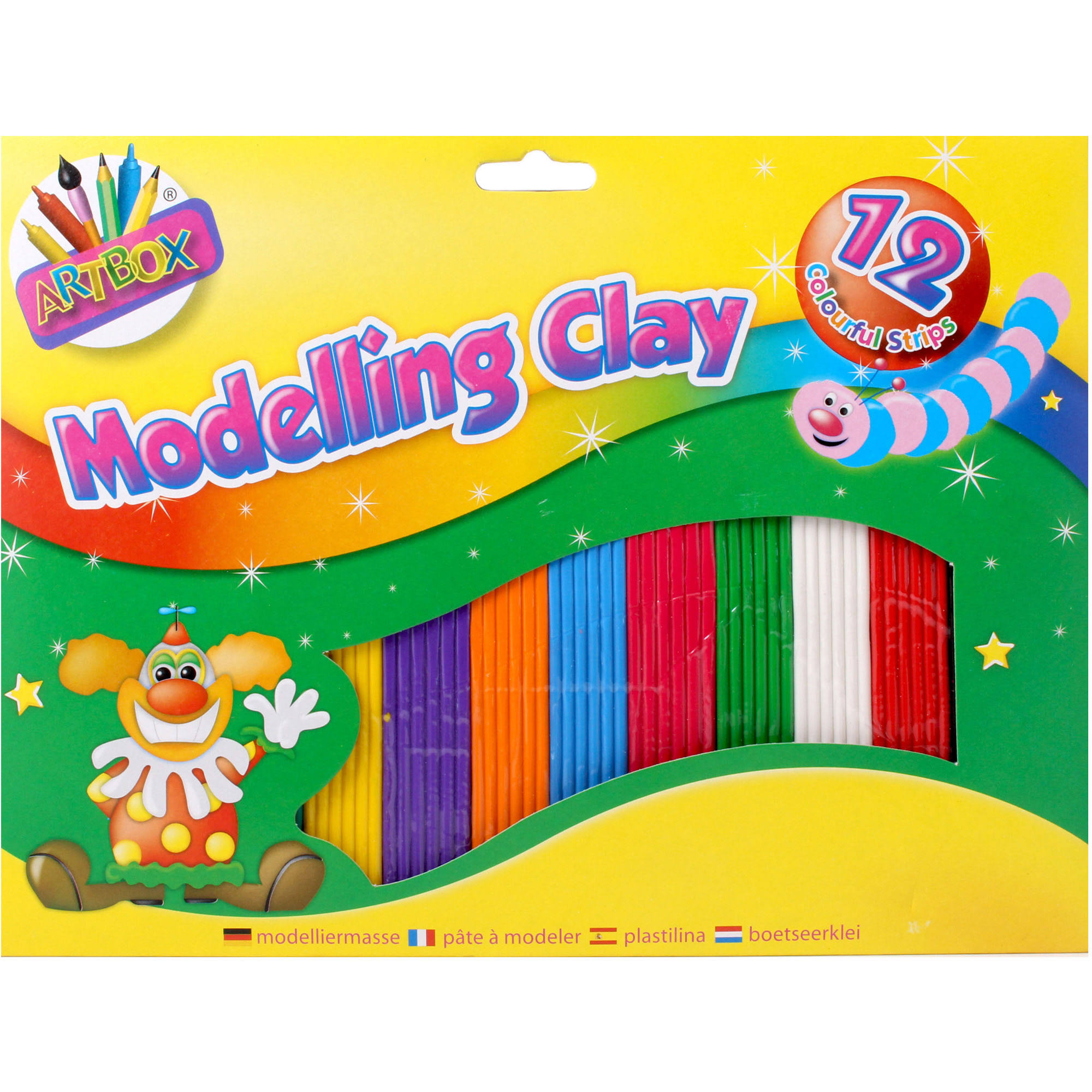 Artbox Neon Colours Children's Modelling Clay Plasticine Party - 12 Strips