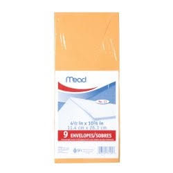 Mead Kraft Envelopes - 4.5"x10", 9 Pack