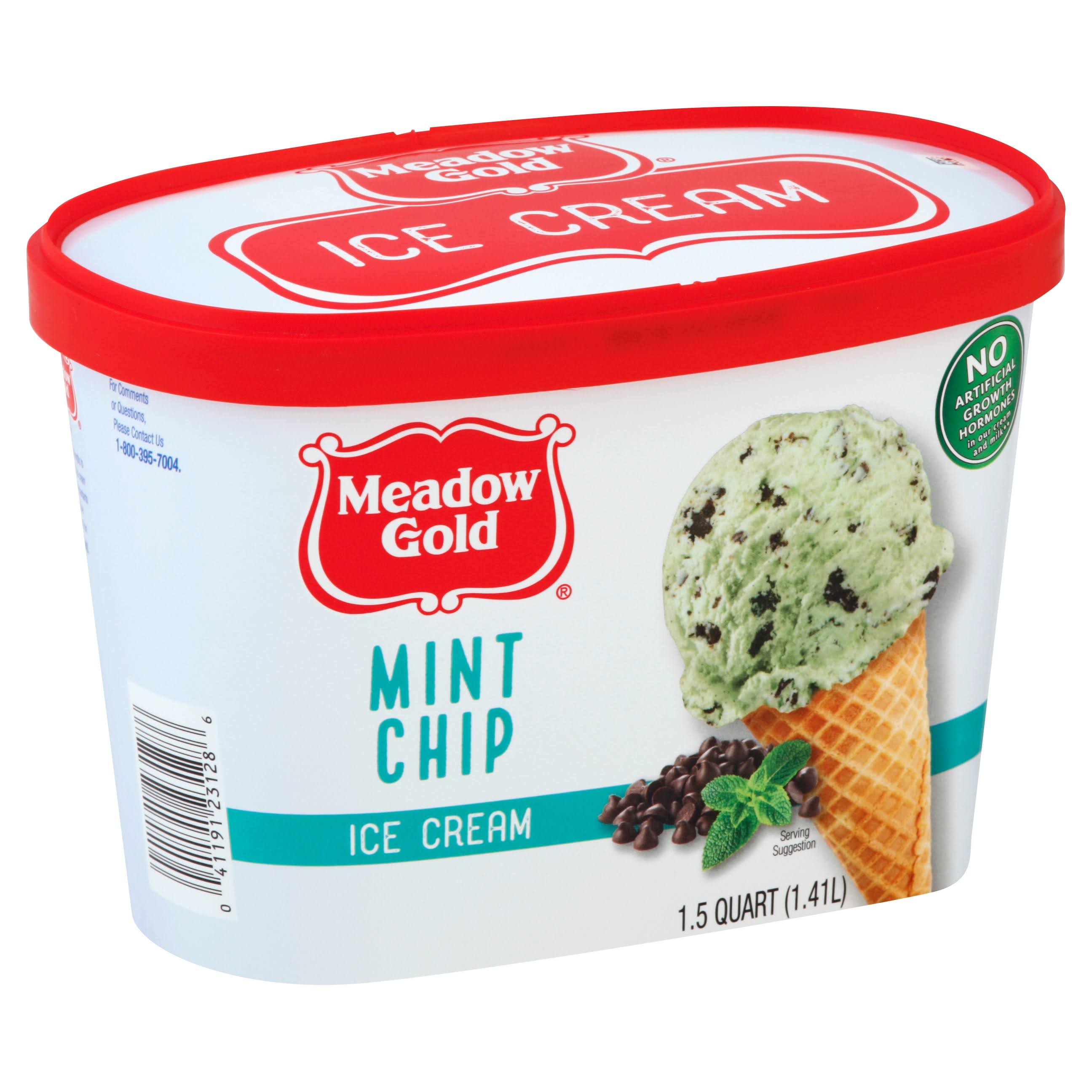 Meadow Gold Ice Cream - Mint Chocolate Chip, 1.5qt