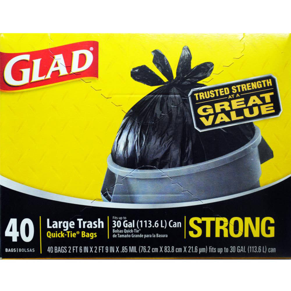 Glad Large Trash Bags - 30Gal, 40 Bags