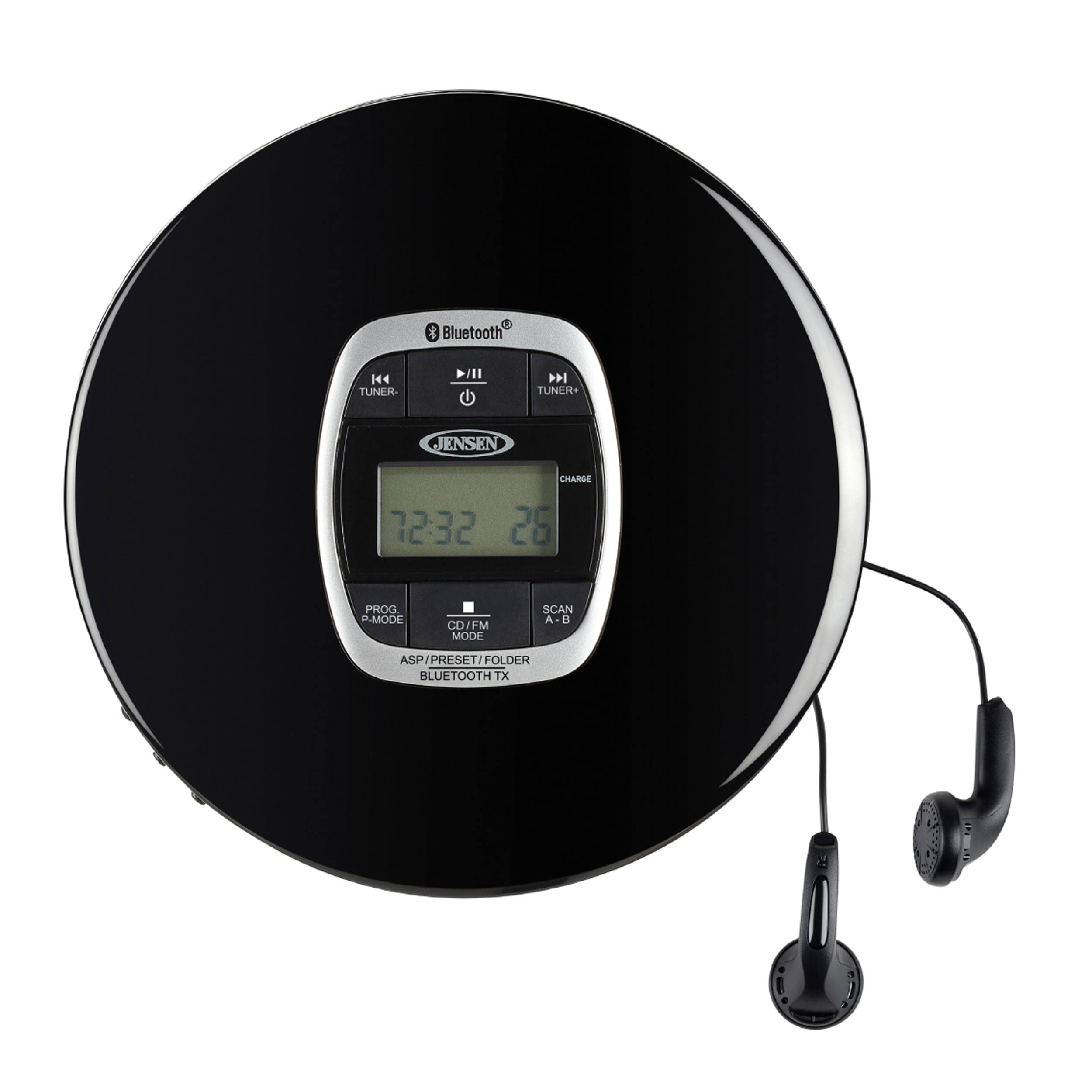 Jensen CD-60R-BT Portable CD Player Bluetooth FM Radio 60 Second Anti-skip (Blac