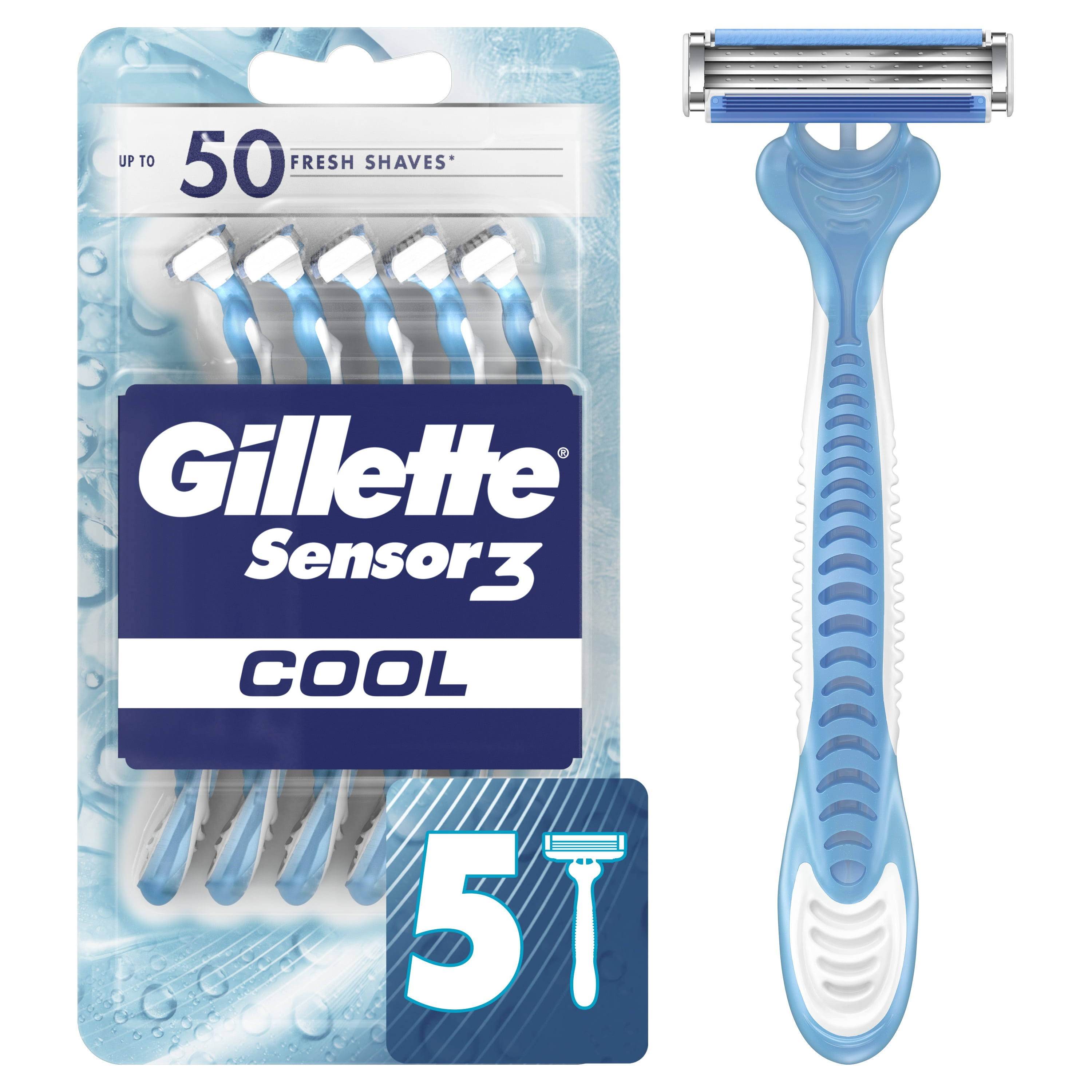 Gillette Sensor3 Men's Disposable Razor - Cool, 5ct
