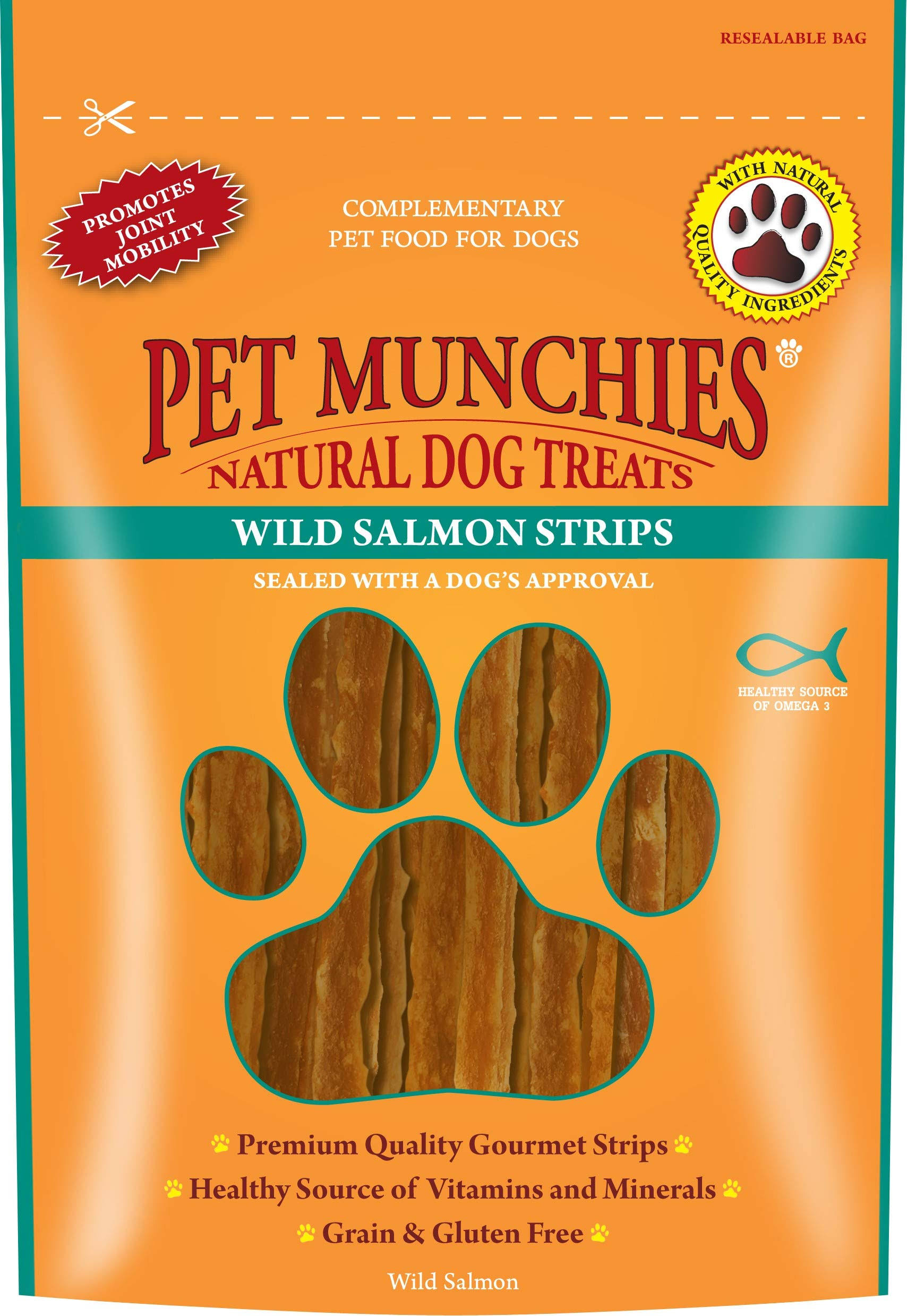 1x Pet Munchies 100% Natural Wild Salmon Strips Treats Healthy For Dog Food 80g