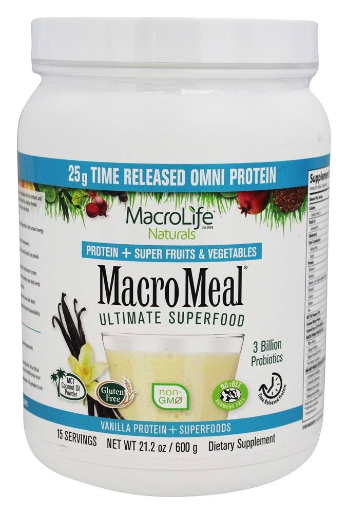 Macrolife Naturals Macro Meal Ultimate Superfood Powder Supplement - Vanilla, 21.2oz