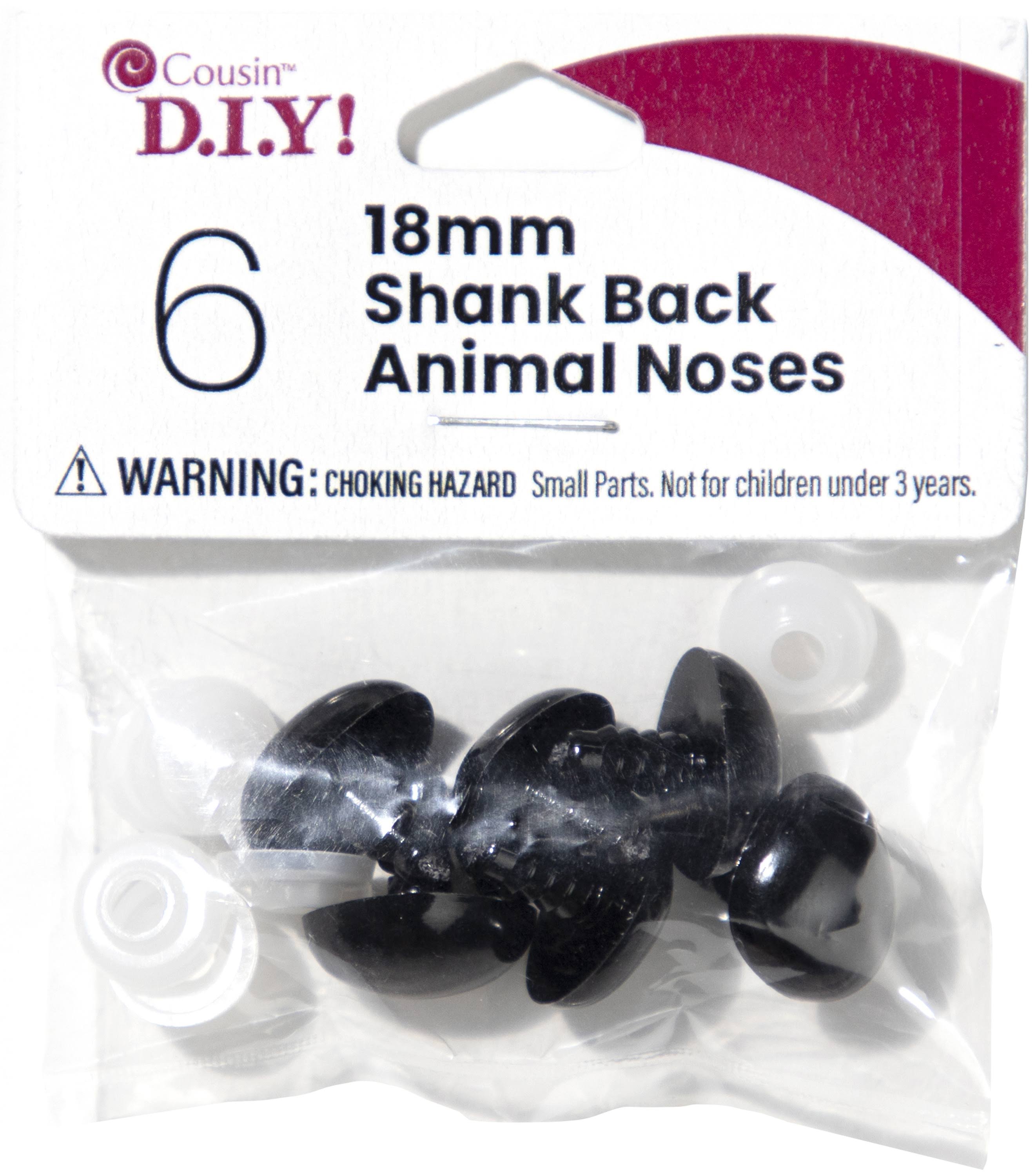 Cousin DIY Shank Back Animal Nose 18mm, 6Pc, Black