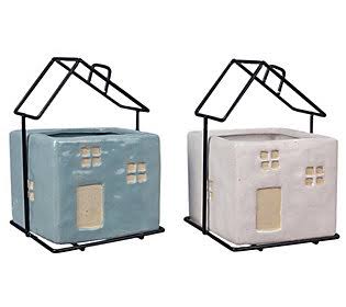 Young's Inc S/2 House Shaped Planters