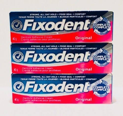 Lot of 3 Fixodent Complete Original Denture Adhesive Cream 1.4oz/40g Each