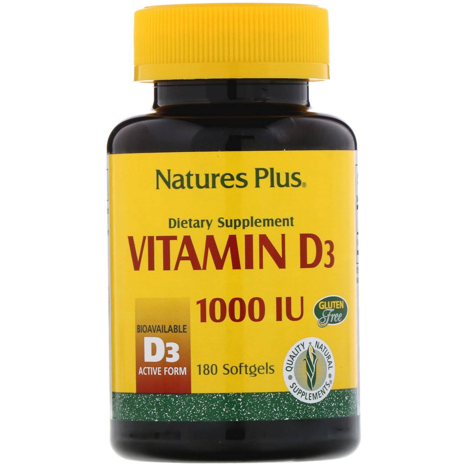 Natures Plus Vitamin D 1000 IU Dietary Supplement - 180 Capsules
