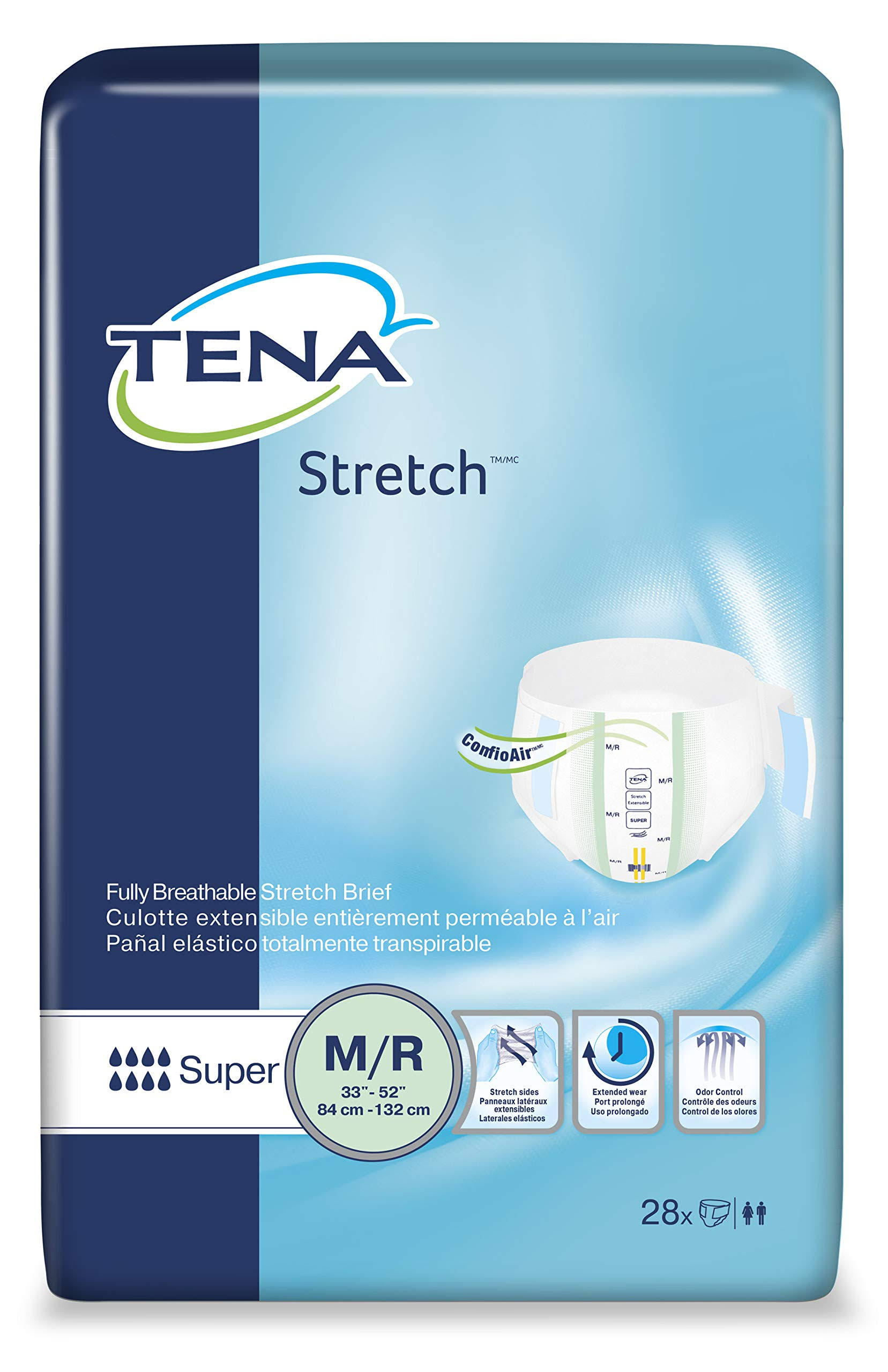 Tena 67902 Super Stretch Briefs - Medium Regular, 28ct