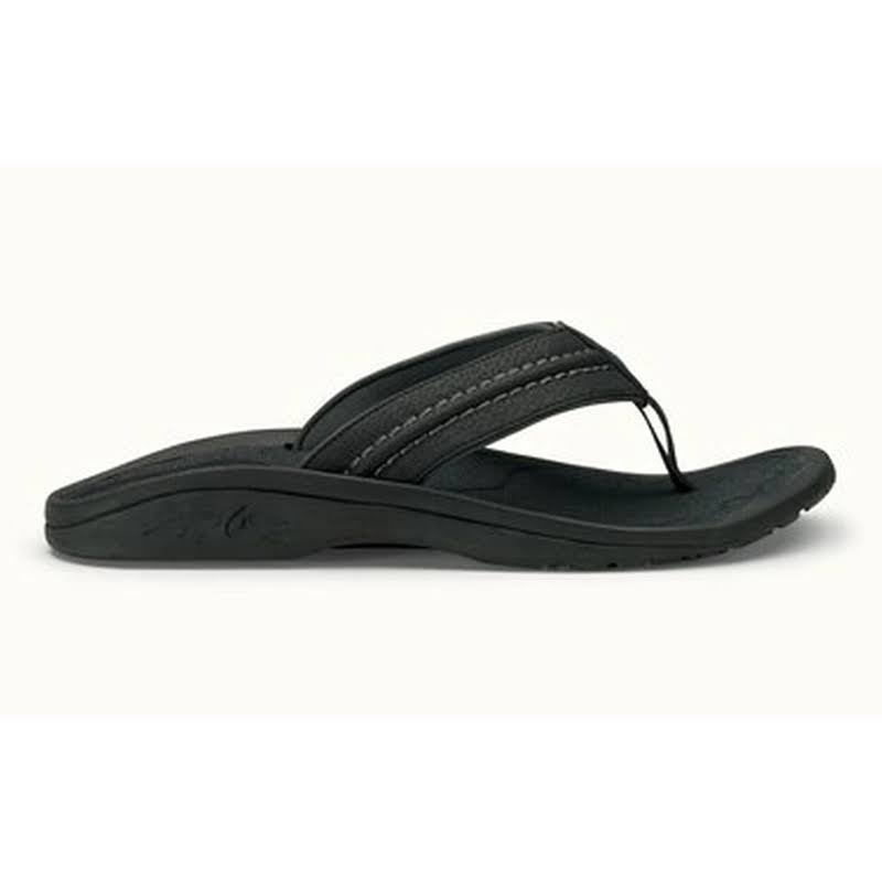 Olukai Men's Hokua Sandal - Black & Dark Shadow, Size 8 US