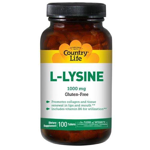 Country Life L-Lysine Dietary Supplement - 100 Tablets