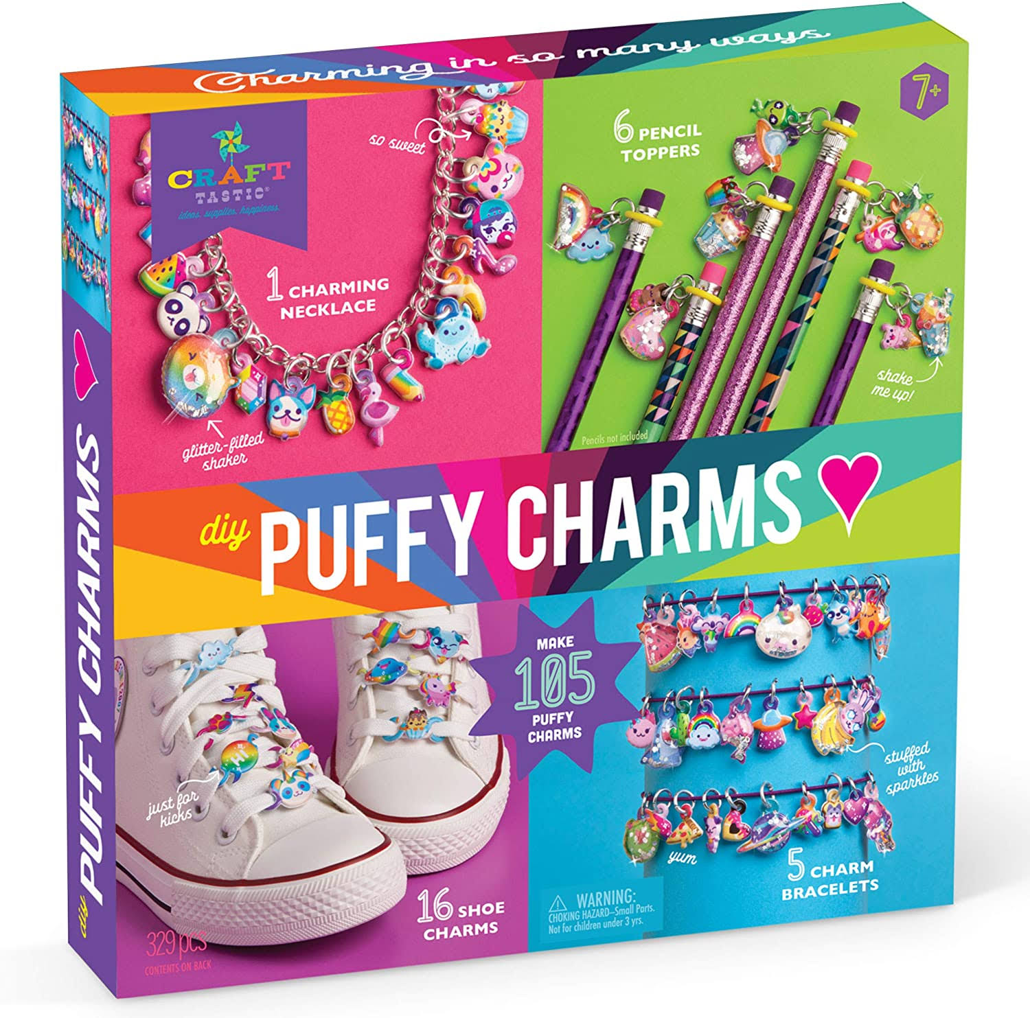 Craft-tastic DIY Puffy Charms Craft Kit Design A Necklace, 5 Charm B