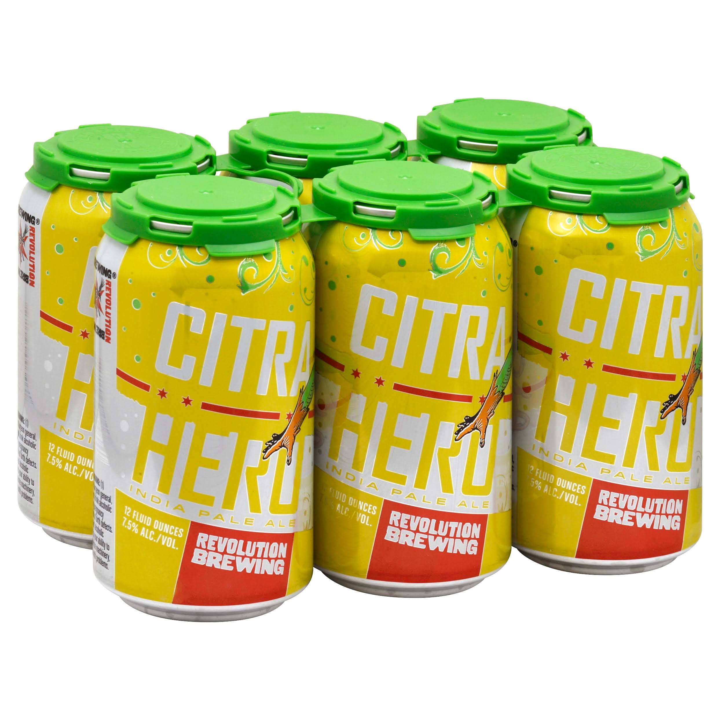 Revolution Brewing Beer, India Pale Ale, Citra Hero - 6 - 12 fluid ounce cans