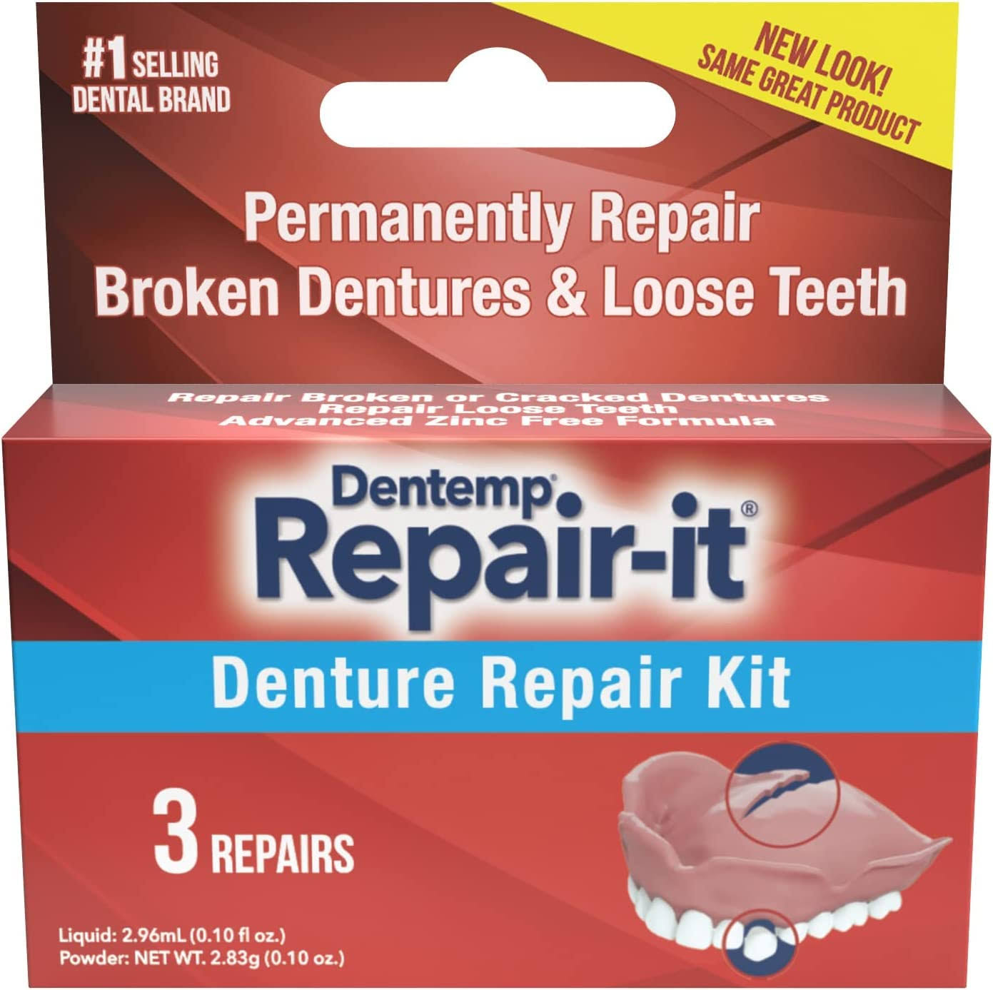 D.O.C. Repair-It Denture Repair Kit, 3 Repairs, Kit