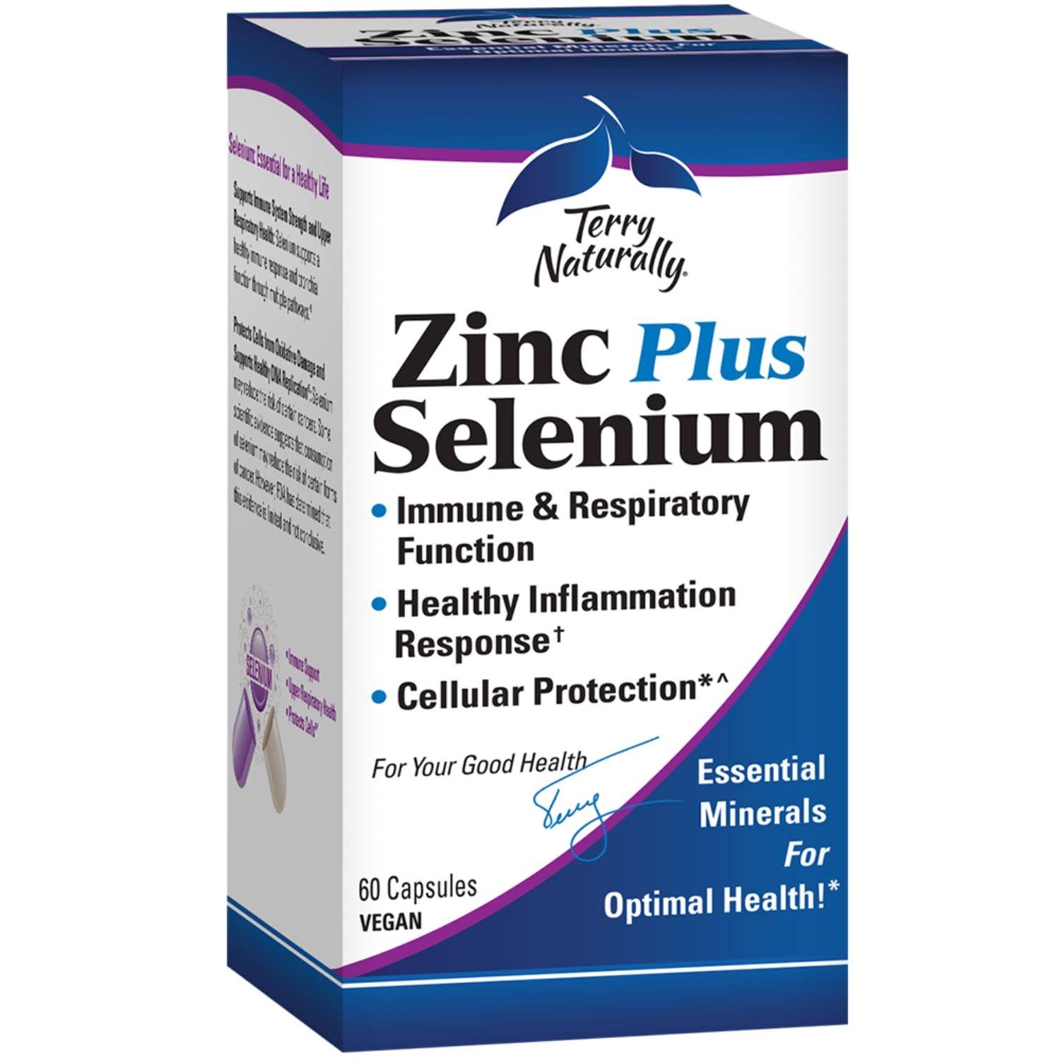 Terry Naturally Zinc Plus Selenium - 60 Capsules - Immune Support, Res
