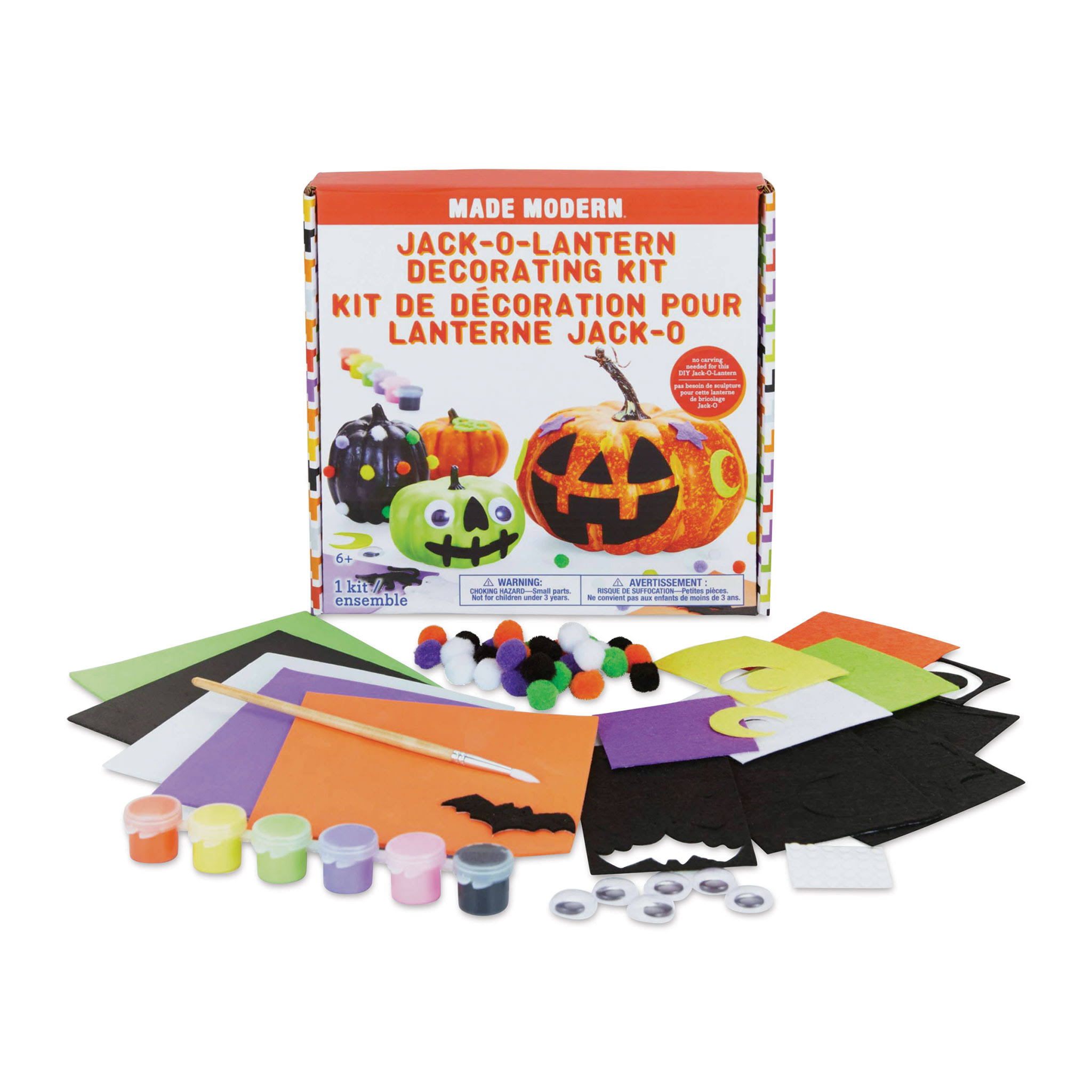 Kid Made Modern Jack-O-Lantern Decorating Kit - Halloween Arts and Crafts for Kids Ages 6 7 8 9