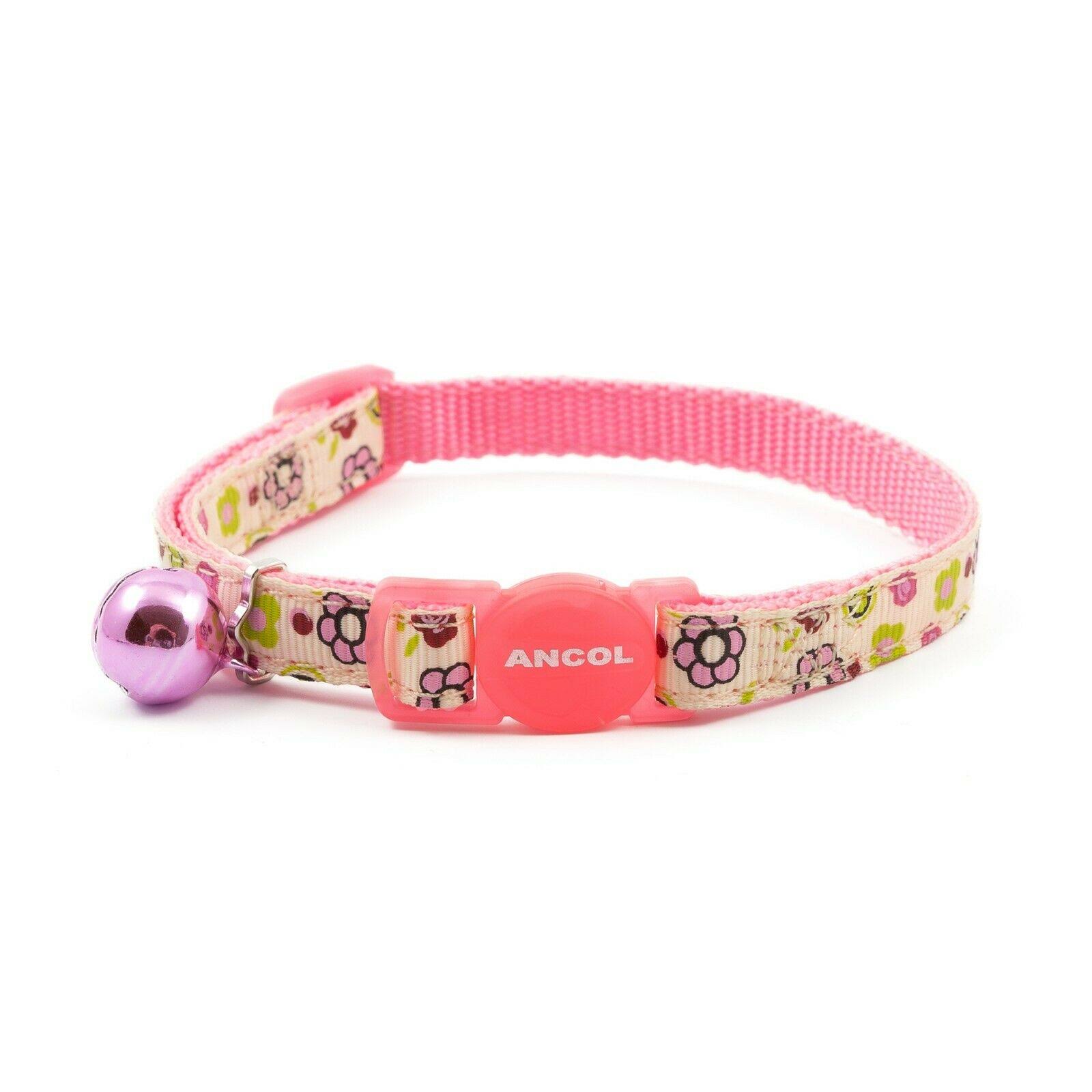 Safety Buckle Cat Collar - Pink Flowers, Pack of 3