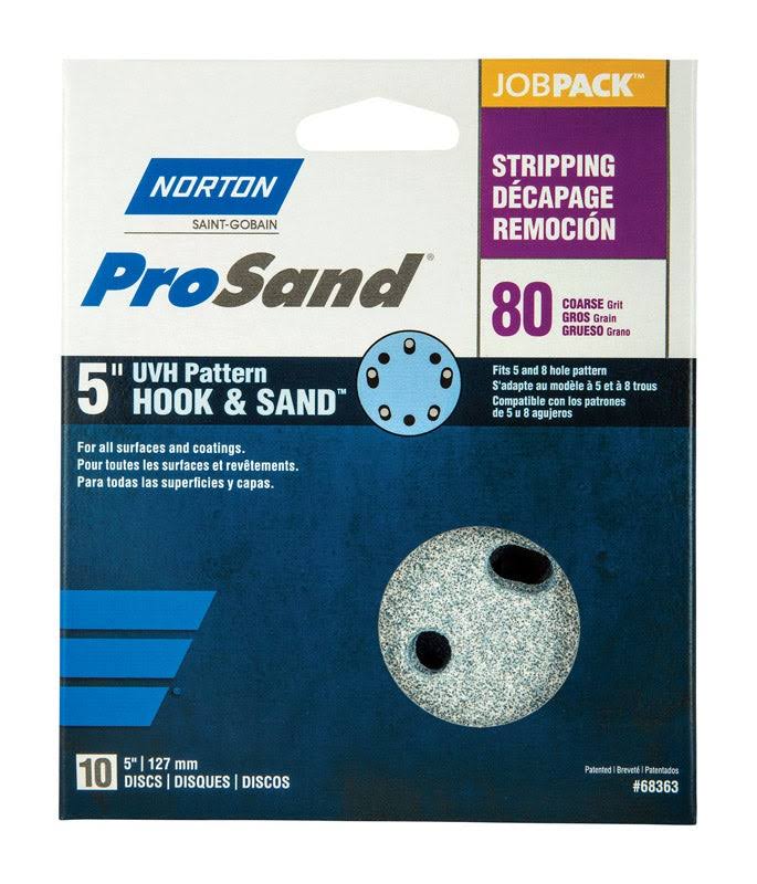 Norton 07660768363 ProSand Universal Vacuum Sanding Disc, Grit 80, 5 inch, 10 Piece