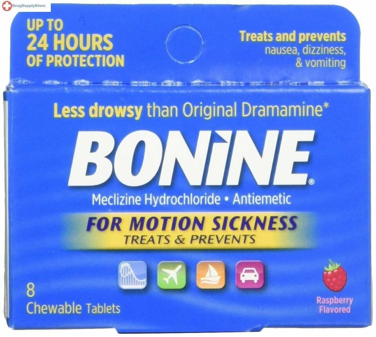 Bonide for Motion Sickness Chewable Tablets - Raspberry Flavored, 8pk