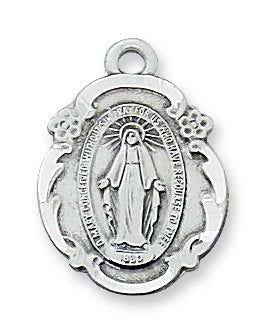 L1821MI Sterling Silver Miraculous Medal 18" Chain