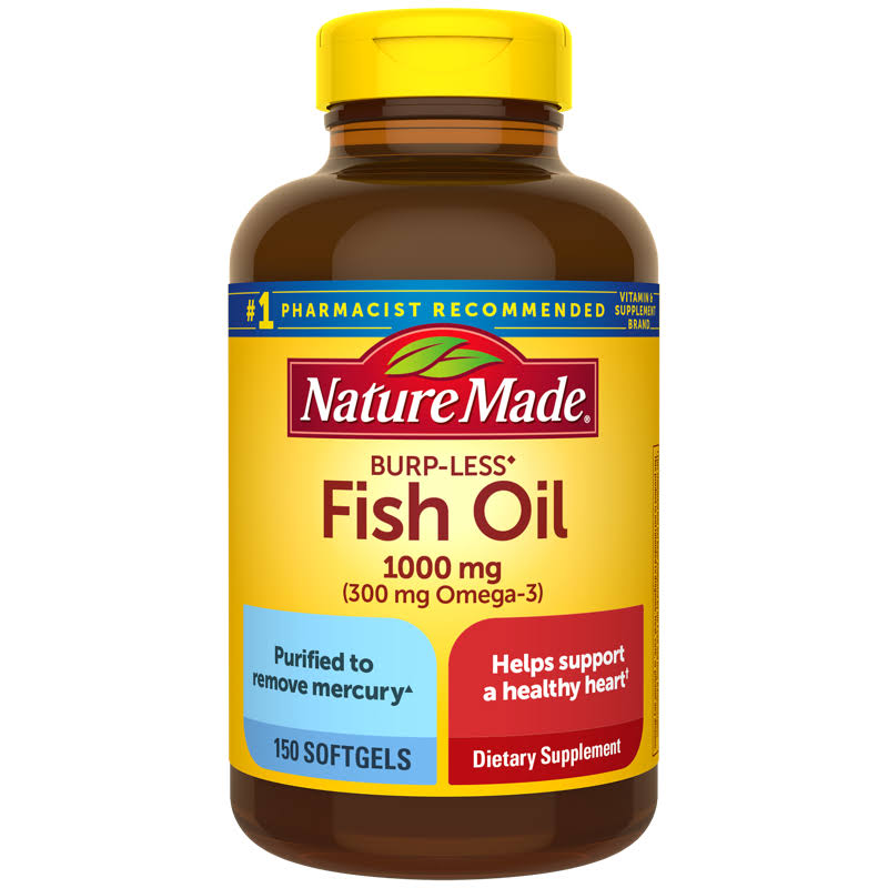 Nature Made Burp-less Fish Oil Supplement - 1000mg, 300mg Omega-3, 150 Count