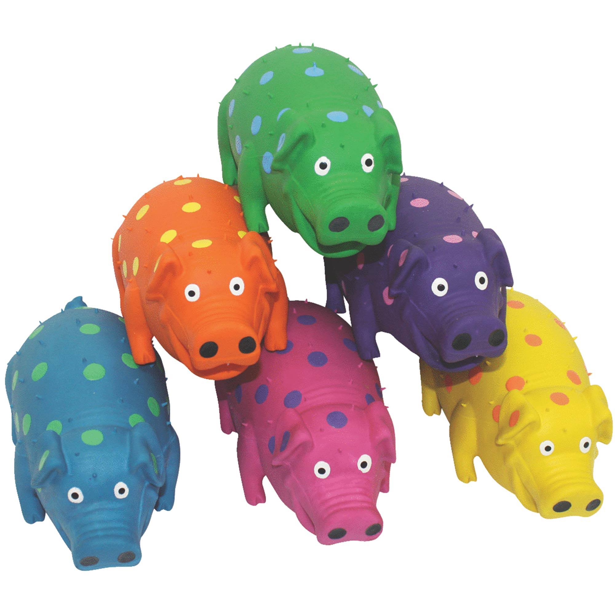 Multipet's Latex Polka Dot Globlet Pig Dog Toy - Assorted Colors, 9"