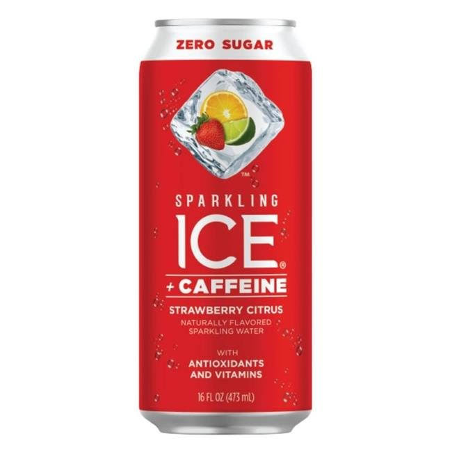 Sparkling Ice 9034305 16 oz Strawberry Citrus Caffeine Beverage - Case of 12