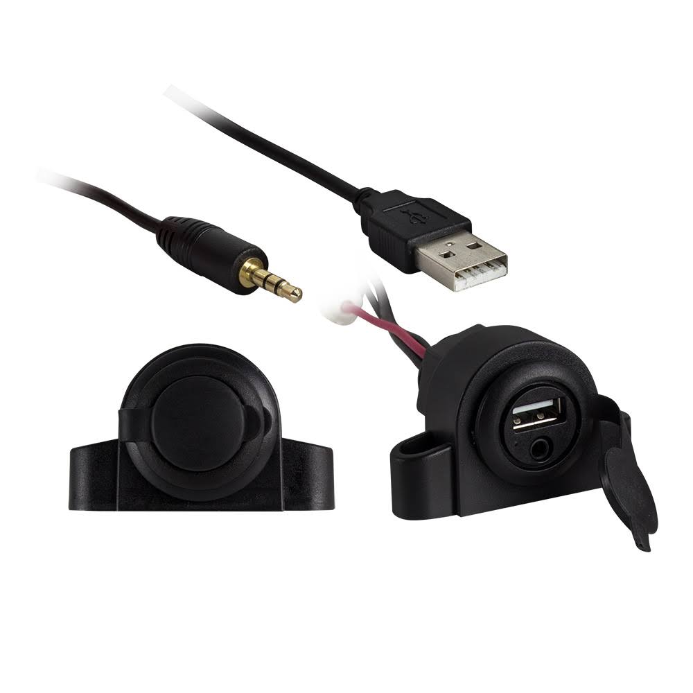 InstallBay 3.5mm Aux Audio Input with USB Charge/Data Ext - Retail Pac