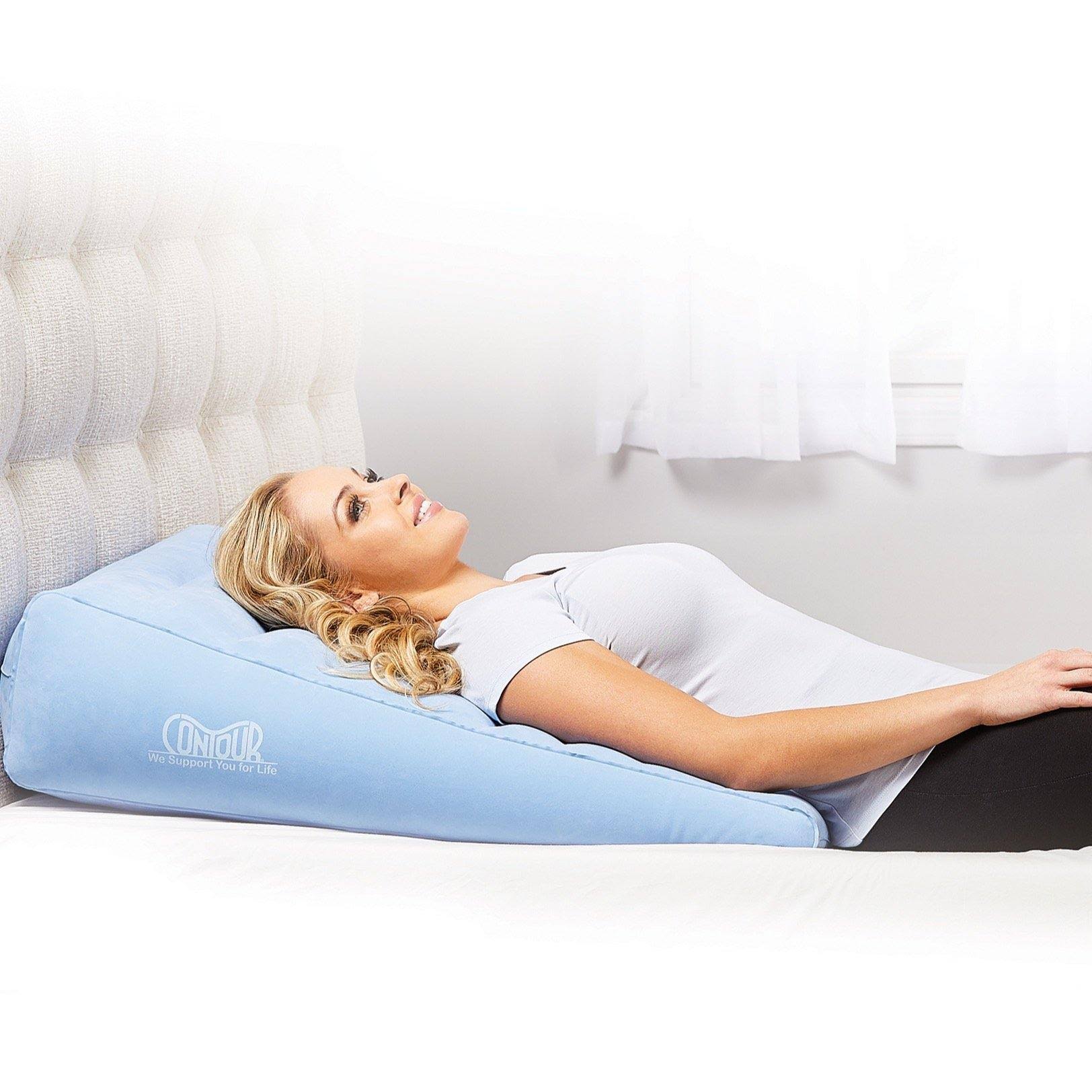 Contour 2-in-1 Inflatable Back Support Pain Relief Bed Wedge Cushion -