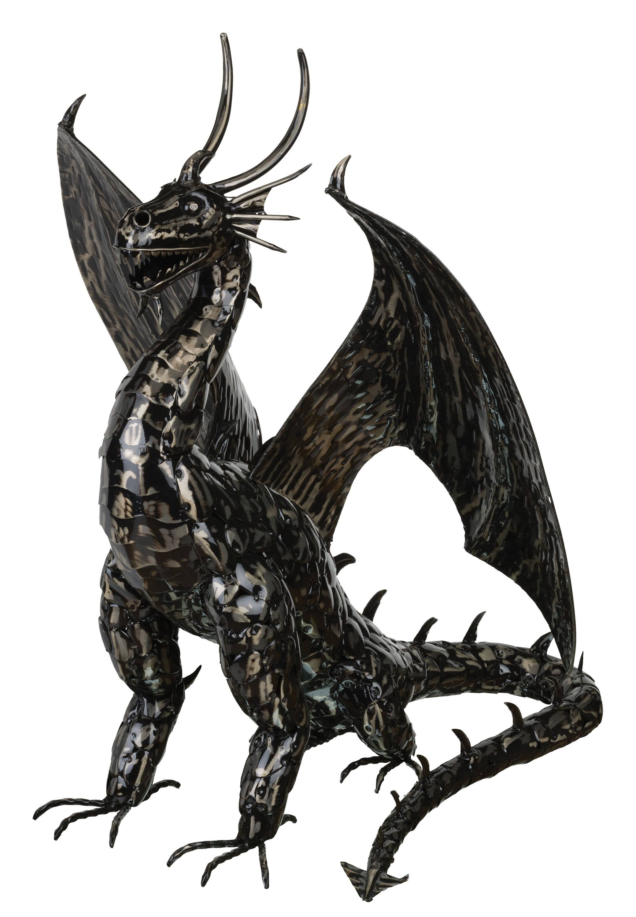 Regal Art & Gift Black Fire Dragon Pewter Statue One-Size