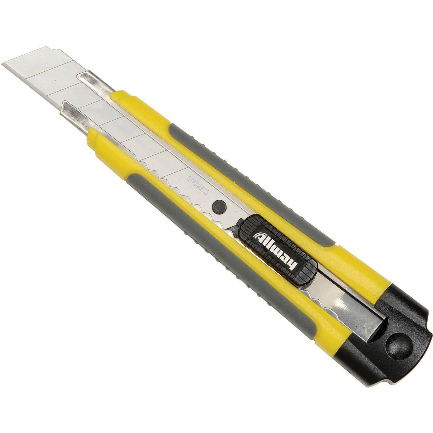 Soft Grip Snap Blade Box Cutter with Auto-Lock and 3 Blades