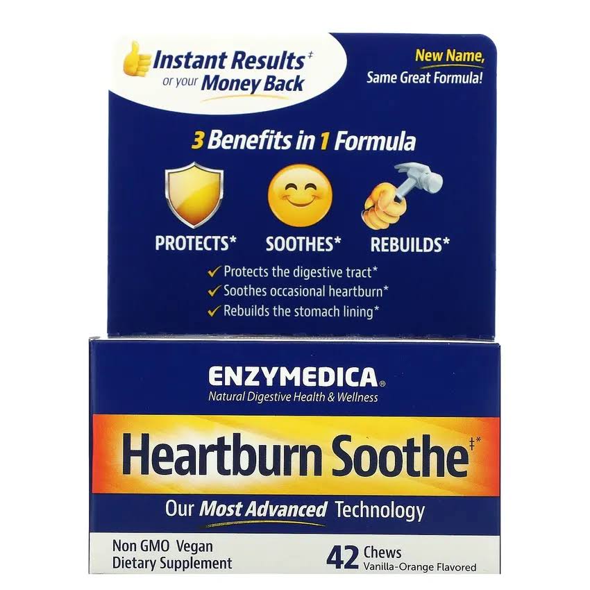 Enzymedica Heartburn Soothe, Chews, Vanilla-Orange Flavored - 42 chews