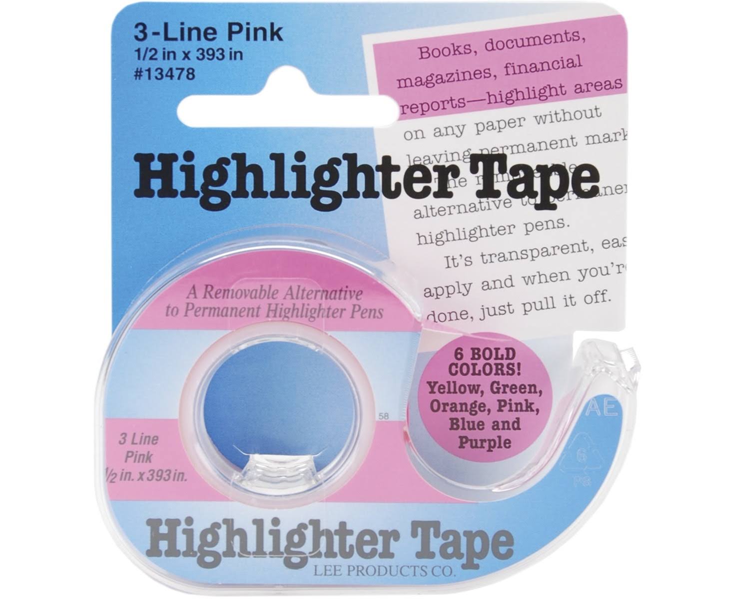 Lee Products 13478 Highlighter Tape - 0.50" x 393", Pink