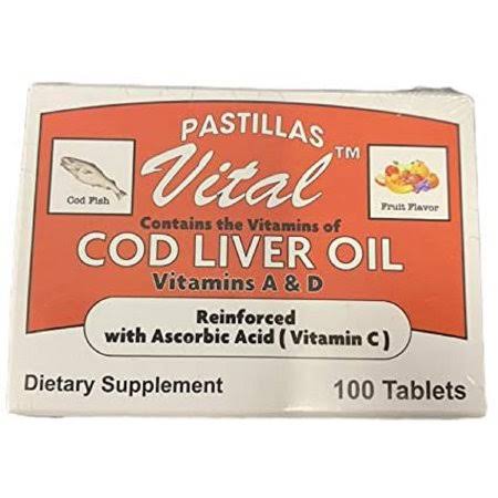 Pastillas Vital Cod Liver Oil with Vitamin C, A, D 100 Tablets (Generic McCoy)