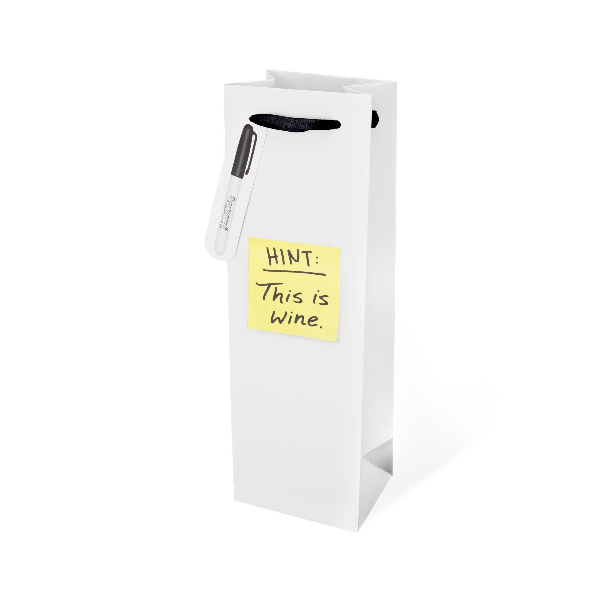 HINT: This Is Wine Single-Bottle Wine Bag by Cakewalk White Paper Gift Bags