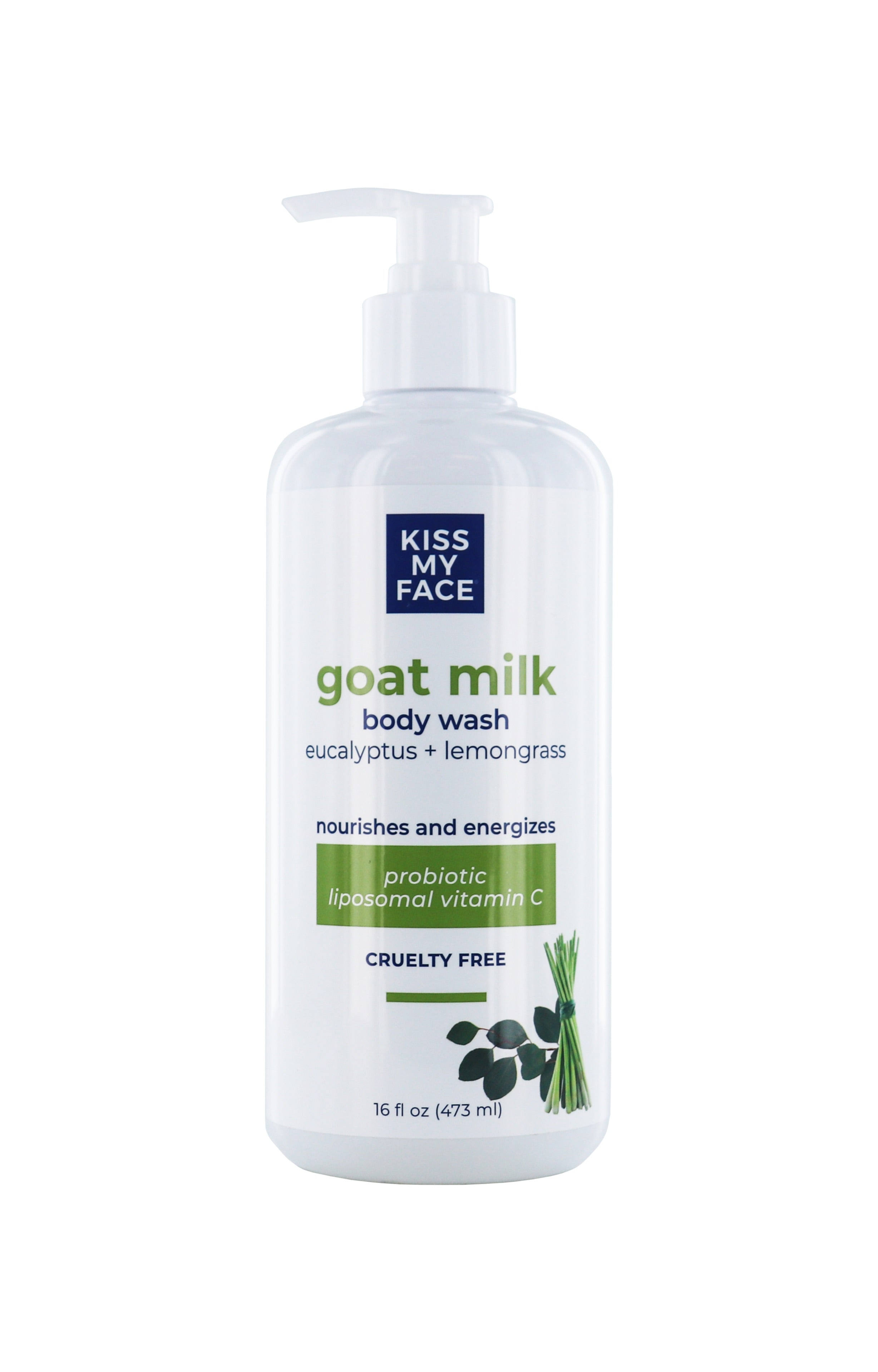Kiss My Face Goat Milk Body Wash Eucalyptus + Lemongrass 16 fl oz (473 ml)