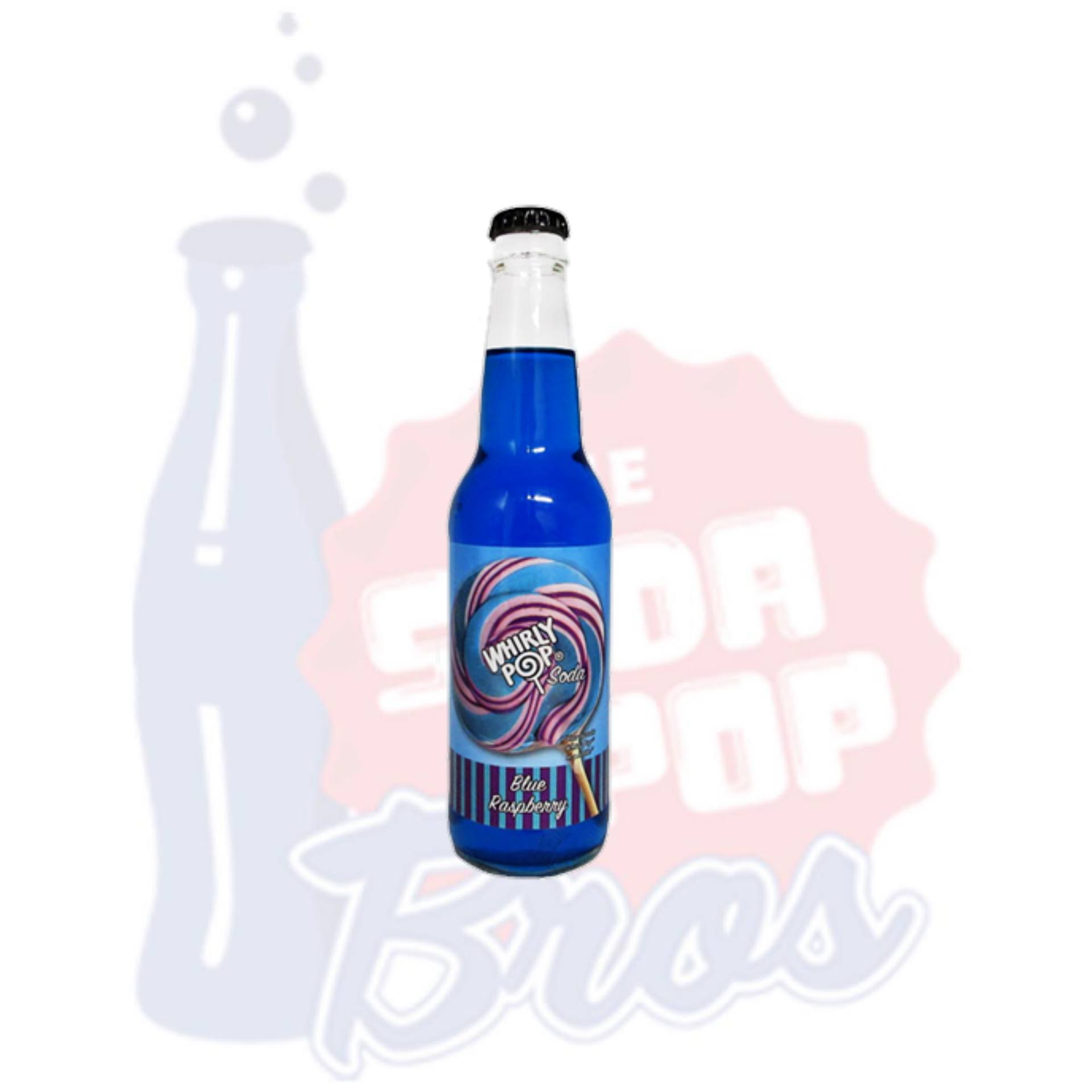 Whirly Pop Soda Blue Raspberry 12 oz Bottle