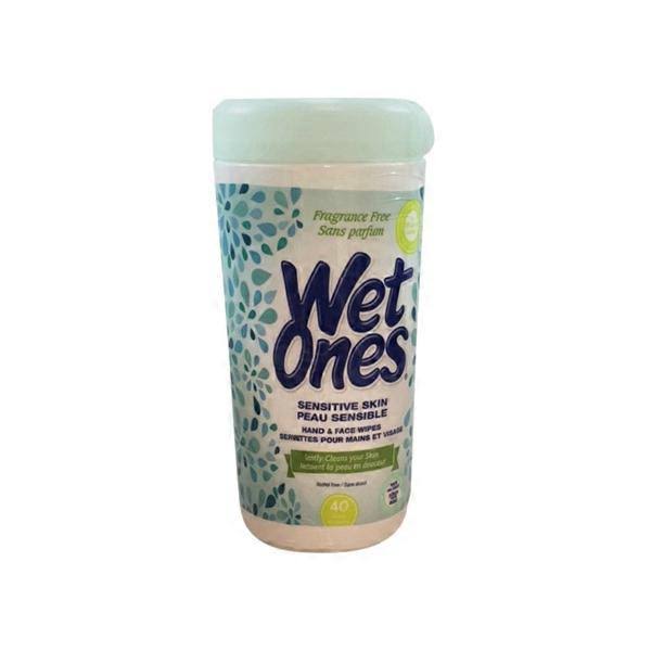 Wet Ones Sensitive Skin Hand and Face Wipes - 40 Wipes, 14.6cm x 19cm
