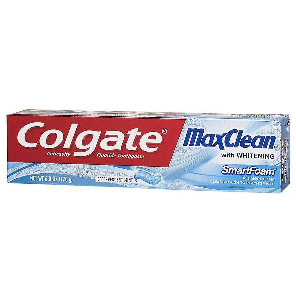 Colgate MaxClean SmartFoam Anticavity Fluoride Toothpaste - 6oz, Effervescent Mint, with Whitening
