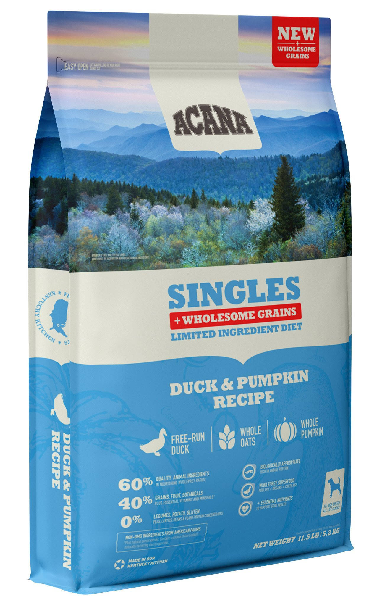 ACANA Wholesome Grains Duck & Pumpkin Recipe Dry Dog Food, 22.5 lbs.