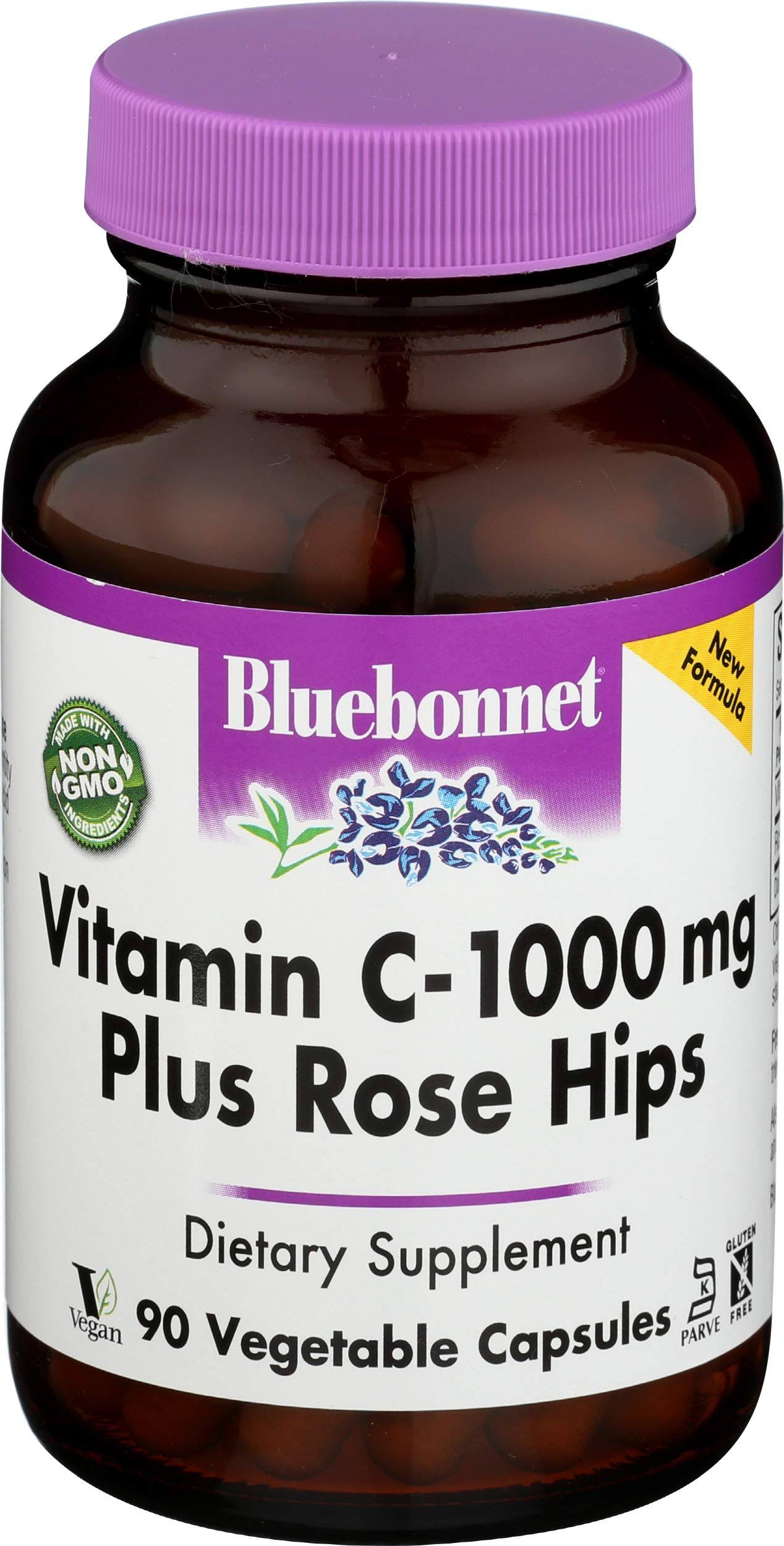 Bluebonnet Vitamin C-1000 MG Capsules, Plus Rose Hips, 90 CT