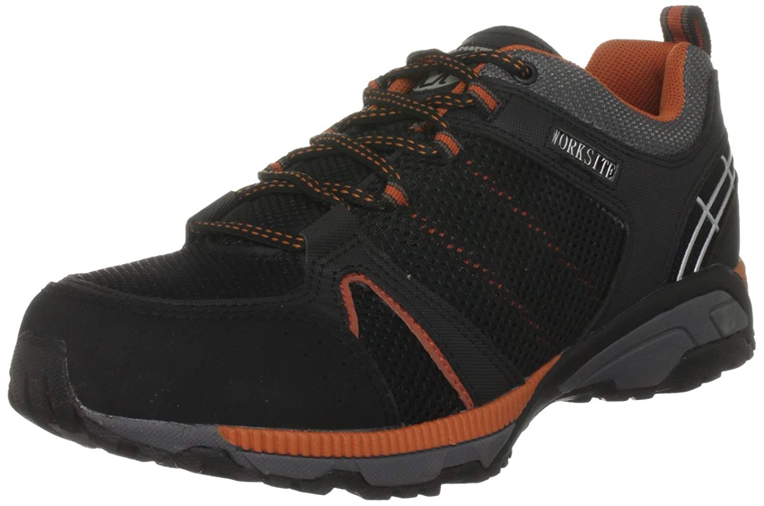 Worksite Men's Safety Trainer Shoes - Black and Orange, 10 UK