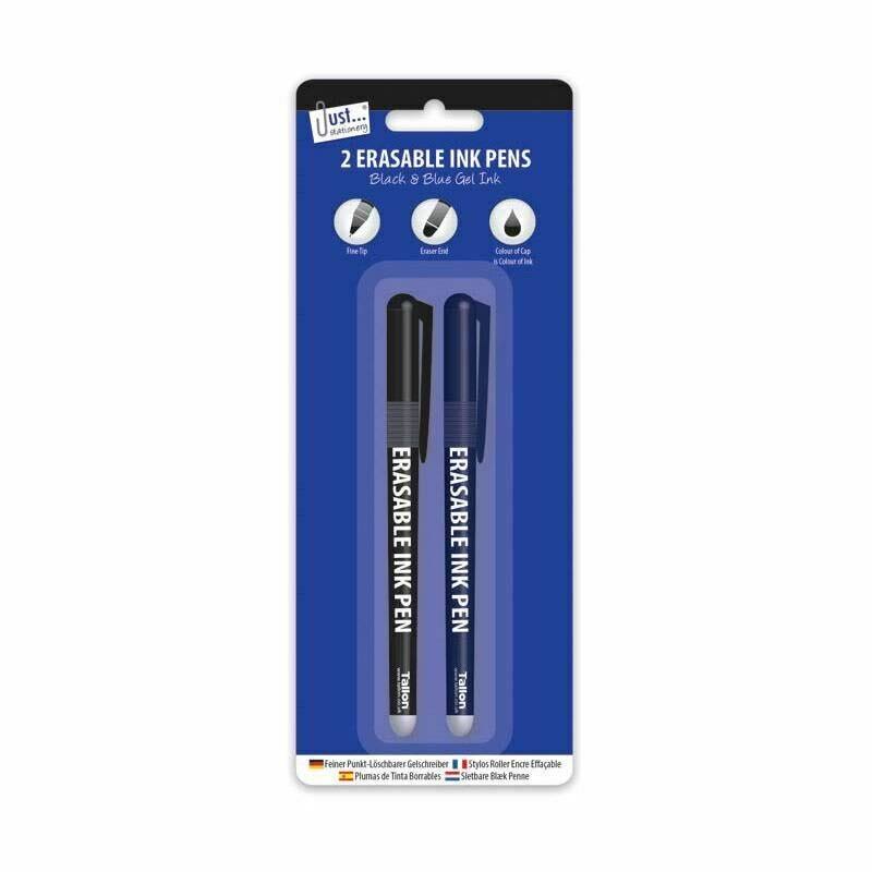 2 Erasable Blue Black Office Gel Ink Pens Rewriter Eraser School Office Set of 2