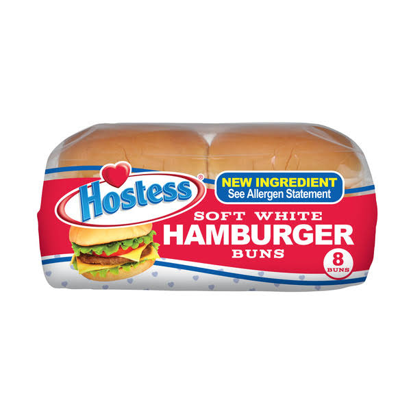 Hostess Soft White Hamburger Buns - 12 oz