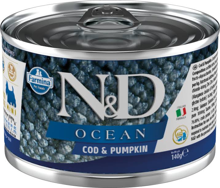 Farmina Natural and Delicious Canine Ocean Mini Wet Dog Food - with Cod and Pumpkin 140g